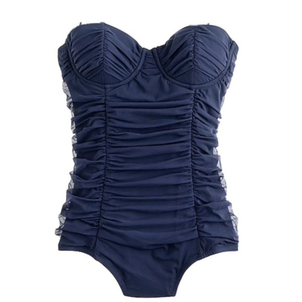 J Crew Tulle Swimsuit One Piece in Navy